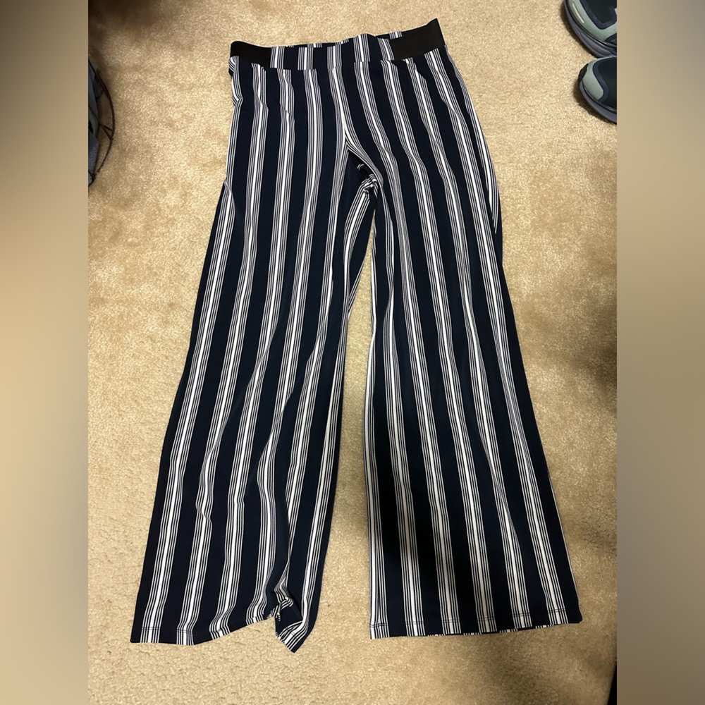 INC International Concepts Navy and White Vertical Stripe Pants Women’s Size S